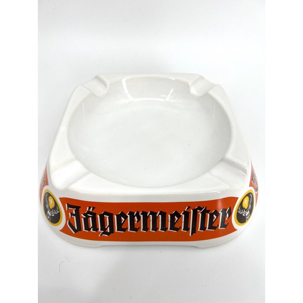 JAGERMEISTER CERAMIC ASHTRAY SQUARE COLLECTIBLE Made In England Vintage